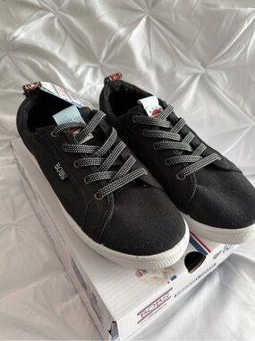 Bobs Black Canvas Lace-Up Sneakers